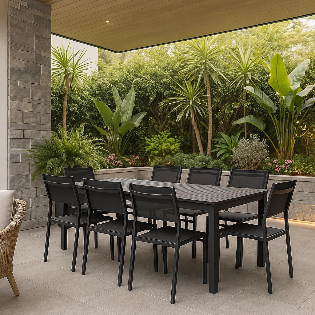 Decor Space Tavolo allungabile Ibiza Antracite in alluminio dogato da esterno per giardino e veranda (Tavolo/150-210 x 90 cm)
