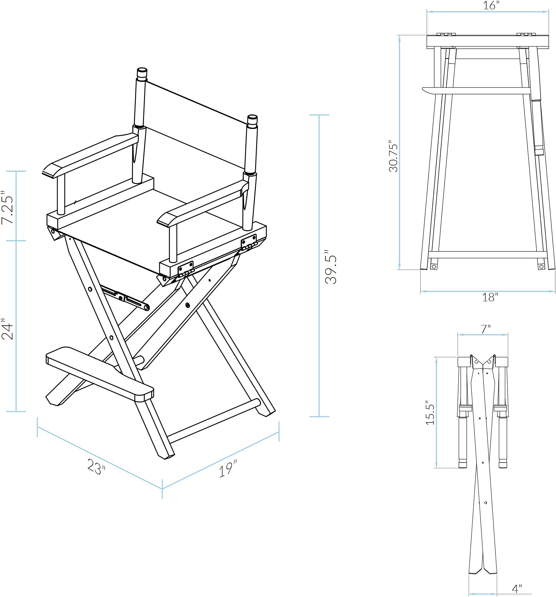 24" Director's Chair Honey Oak Frame-Brown Canvas