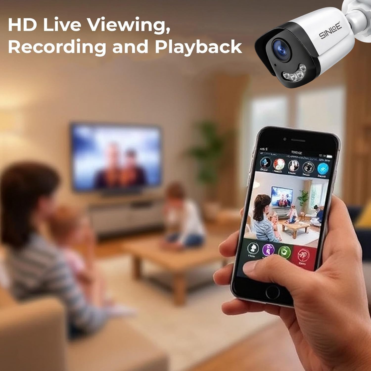 SINLOE 8 Channel 1080P Full HD DVR 2MP Night Color Bullet 8 Pcs, 1 TB Hard Disk Full Combo Set 1