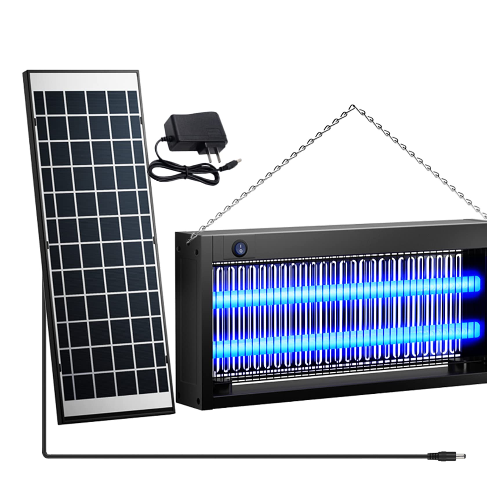 Killer per Mosche a LED Solare Trappola per Mosche 2 in 1 ad Alte Prestazioni per Interni ed Esterni Multifunzionale, Bug Zapper IPX4 Lampada antizanzare Impermeabile di Alta qualità, Batteria al li