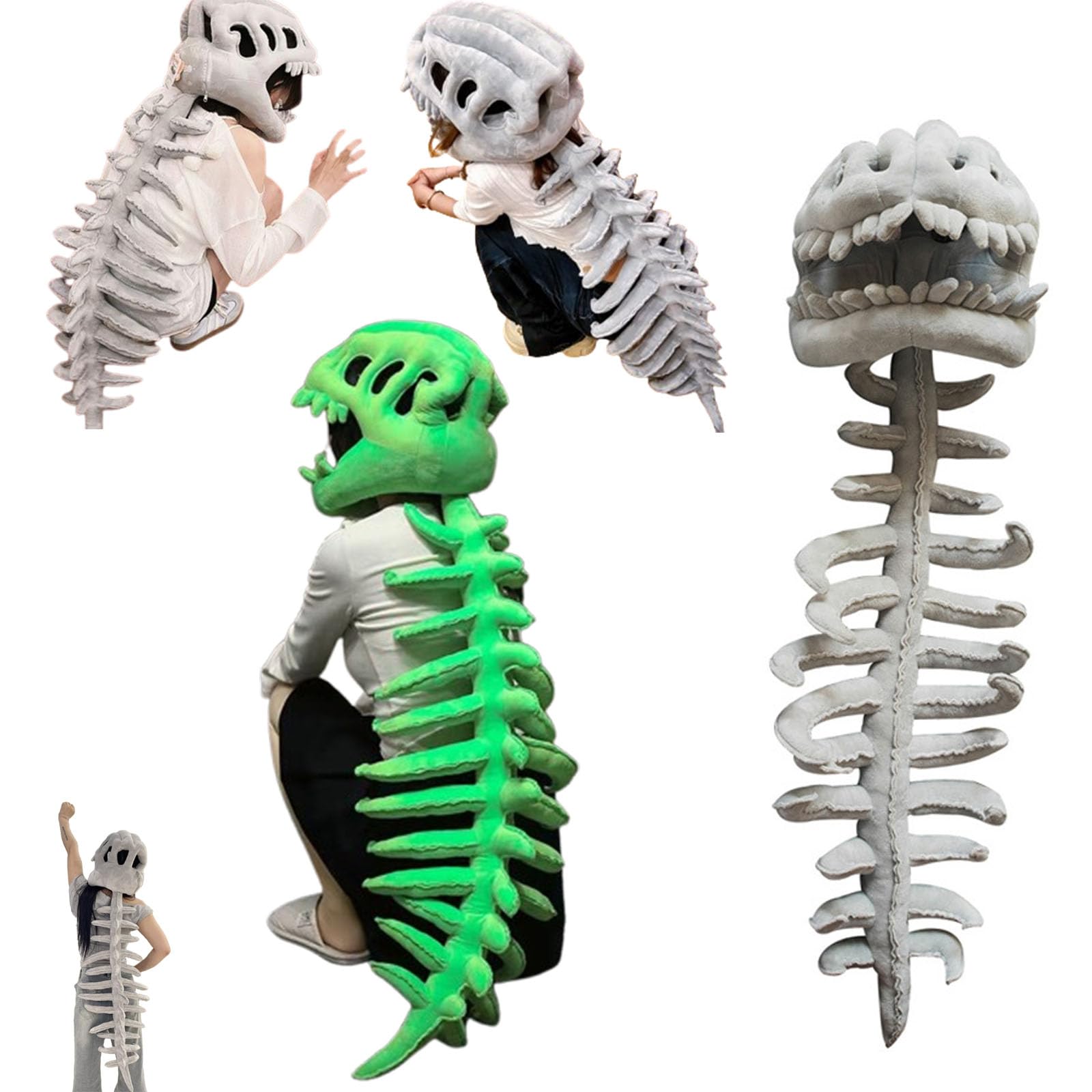cozy dino Dinosaur Skeleton Costume, My Plush Skeleton Hood,Themed Skull Cosplay Props,For Cosplay & Dress-Up Play — view 9