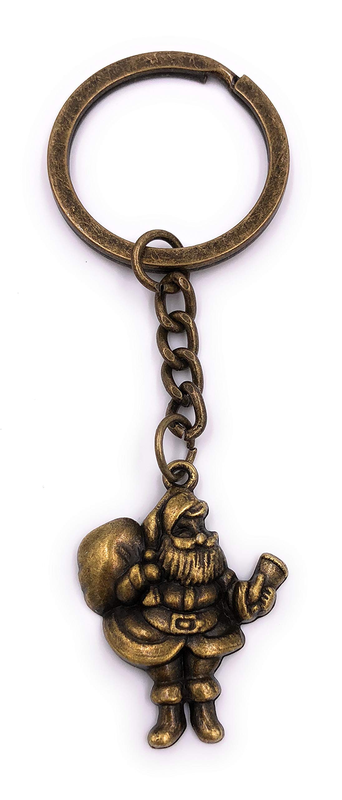 H-Customs Santa Claus Christmas keyring pendant bronze metal