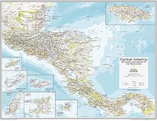 National Geographic Maps: Central America, Bermuda, and Islands of the West Indies Wall Map - Compact - 21 x 16 inches - Front Lamination