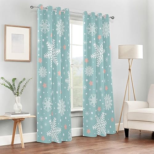 Miniatura 6 de Cortinas opacas de invierno azul y blanco de 84 pulgadas de largo, para dormitorio y sala de estar, cortinas para puertas corredizas de cristal,