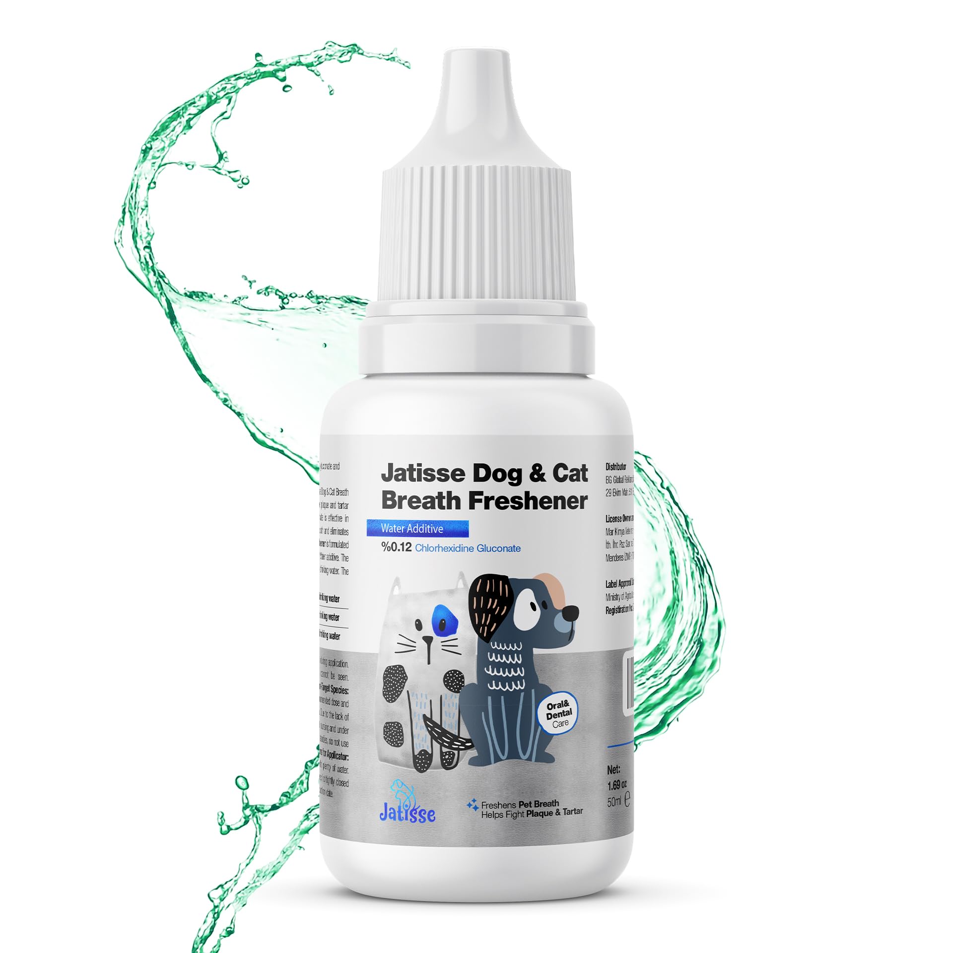 Cats and Dogs Water Additive for Oral and Dental Care: Eliminate Bad Dog Breath and Cat Bad Breath - Dog Breath Freshener - Fights Tartar & Plaque - Just Add to Water! (1.69 fl oz)