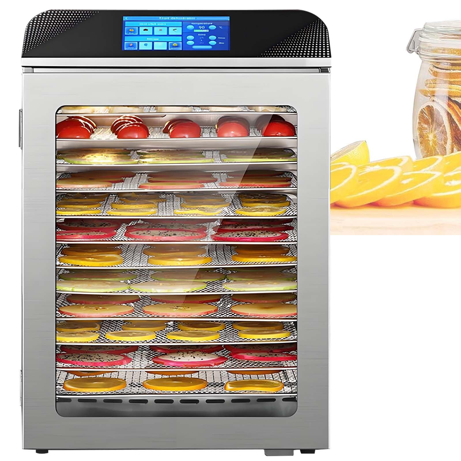 Essiccatore Alimentare da 800 W, Display A LED, Essiccatore Alimentare di Grande capacità A 12 Vassoi con Porta Autobloccante, Timer 24 Ore, per Essiccare Verdure, Carne, Carne Secca