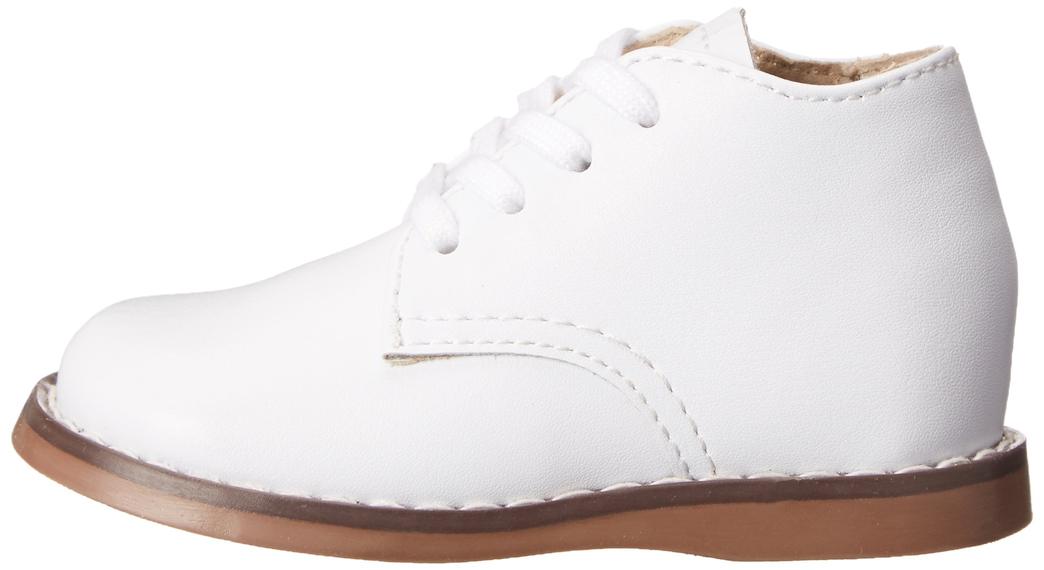 FOOTMATES Todd - Botines de cuero con cordones para niños pequeños y bebés, con puntera ancha y plantillas de ajuste personalizado, suelas que no dejan marcas, para bebés y niños pequeños, de 0 a 4