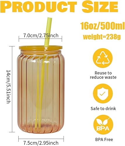 Miniatura 10 de AGH Paquete de 25 latas de vidrio transparente de sublimación de 16 onzas con tapa a prueba de salpicaduras y pajita, vasos de vidrio para