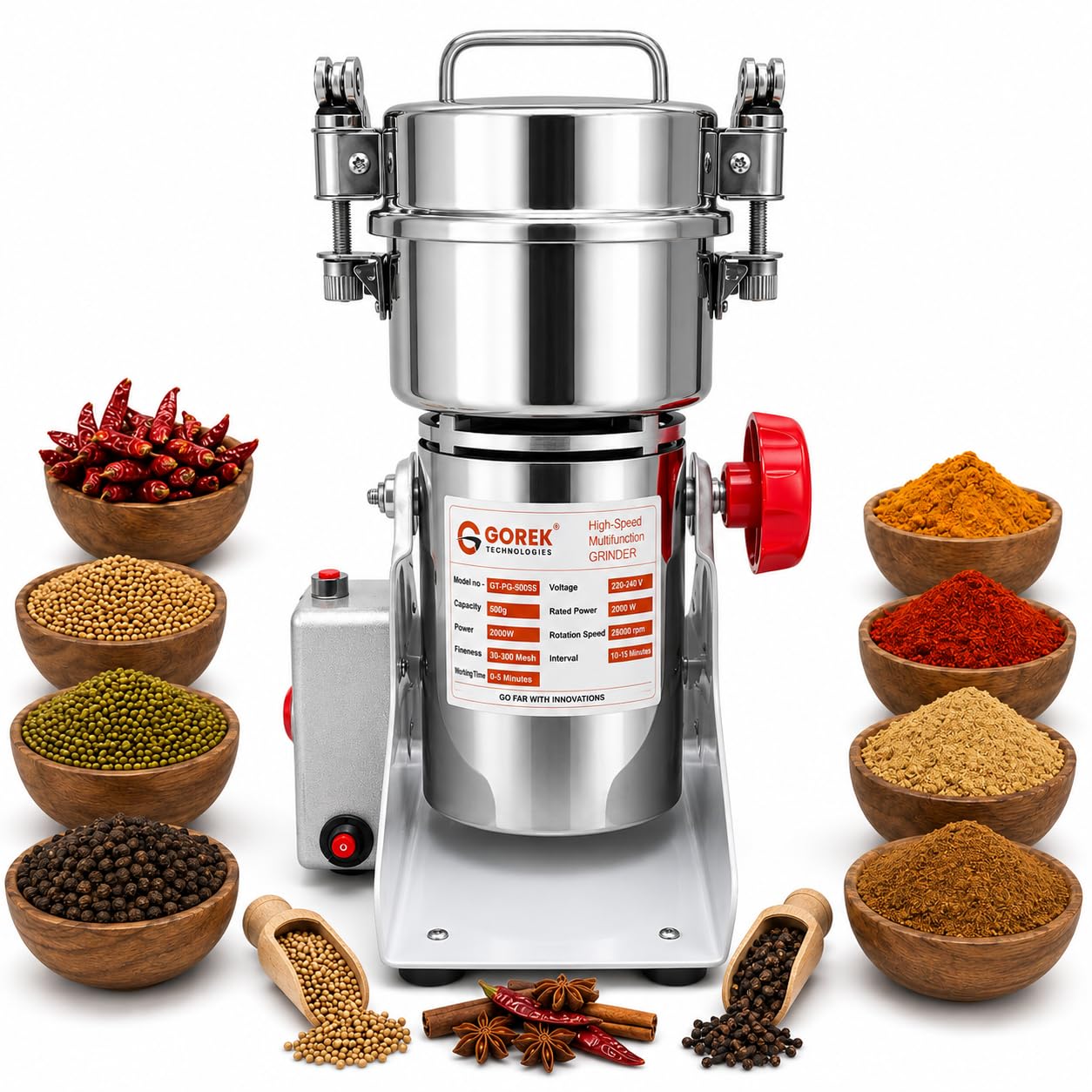 GT-PG-500S 2000W Masala/Spices Grinder Machine with Capacity 500g Swing Type Machine-image-43