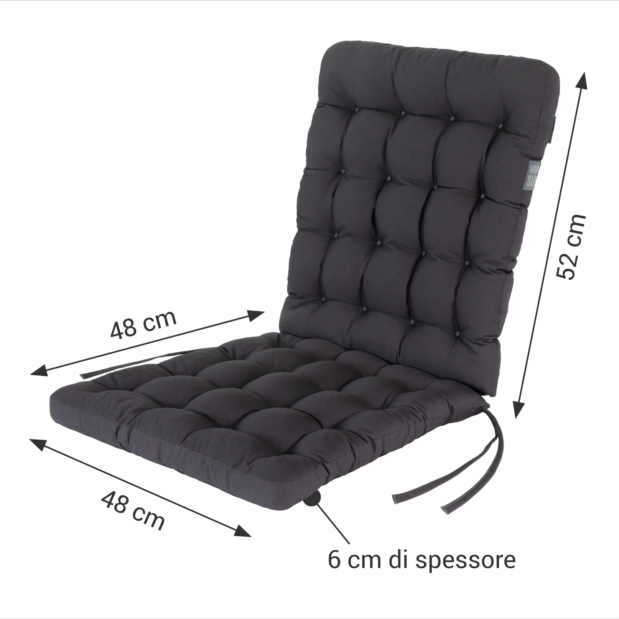 Cuscini per sedie da giardino con schienale basso (2 pz.) - Cuscino per sedile da esterno con schienale - lavabile fino a 95°C (set di 2-100x48 cm, grigio/antracite)