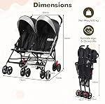 BABY JOY Double Umbrella Stroller, Lightweight Travel Side by Side Twin Stroller with Large Storage, Cup Holder, 5-Point Safety Harness, Adjustable Canopy & Compact Fold for Infant and Toddler
