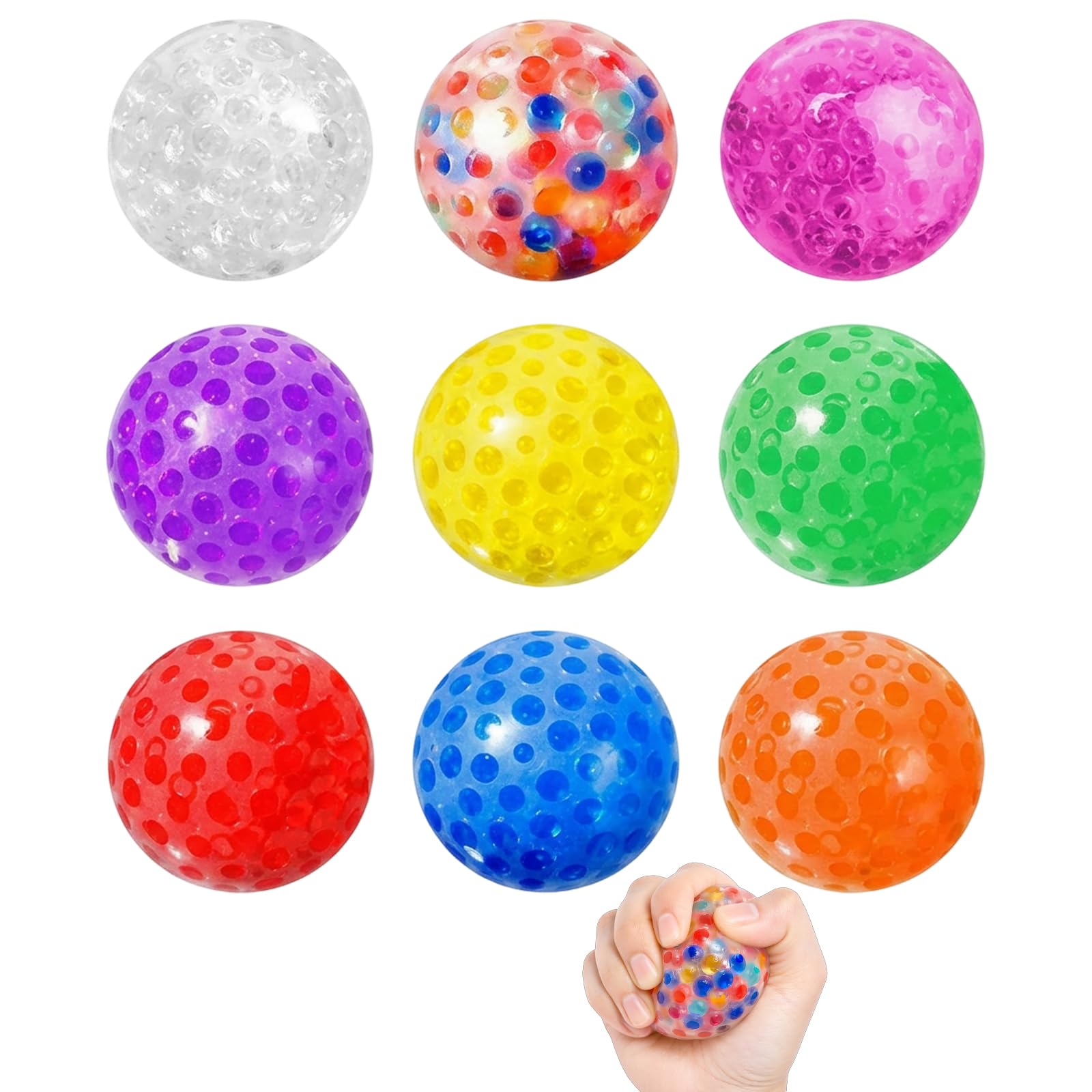 9-Pack Sensory Squeeze Balls – Soft Bead-Filled Stress Balls for Focus, Hand Exercise & Office Stress Relief