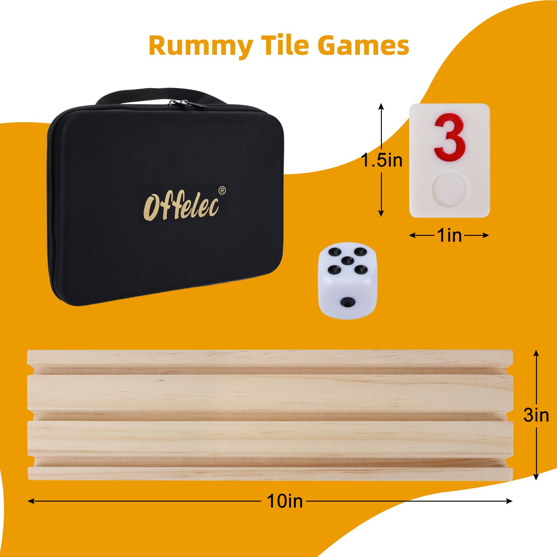 GOTHINK Rummy Tiles Game, Classic Large Numbers Rummy Board Games with 106 Tiles, 4 Wooden Playing Rack, 1 Dice - Image 3
