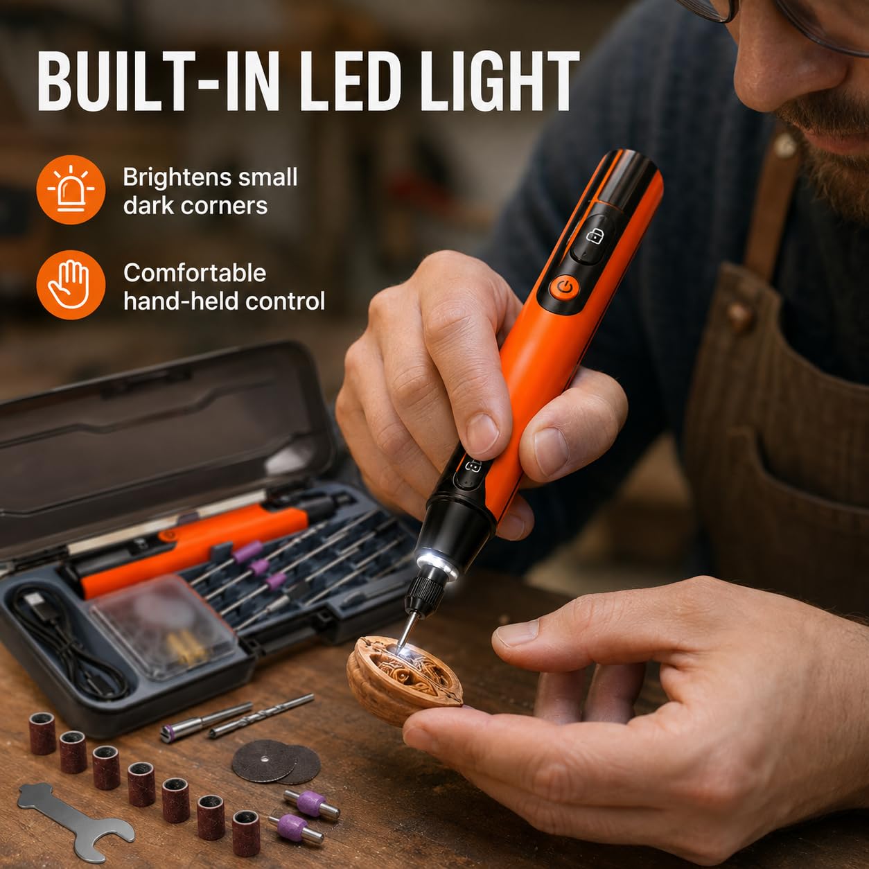 Kit de herramientas rotativas, mini amoladora eléctrica para manualidades