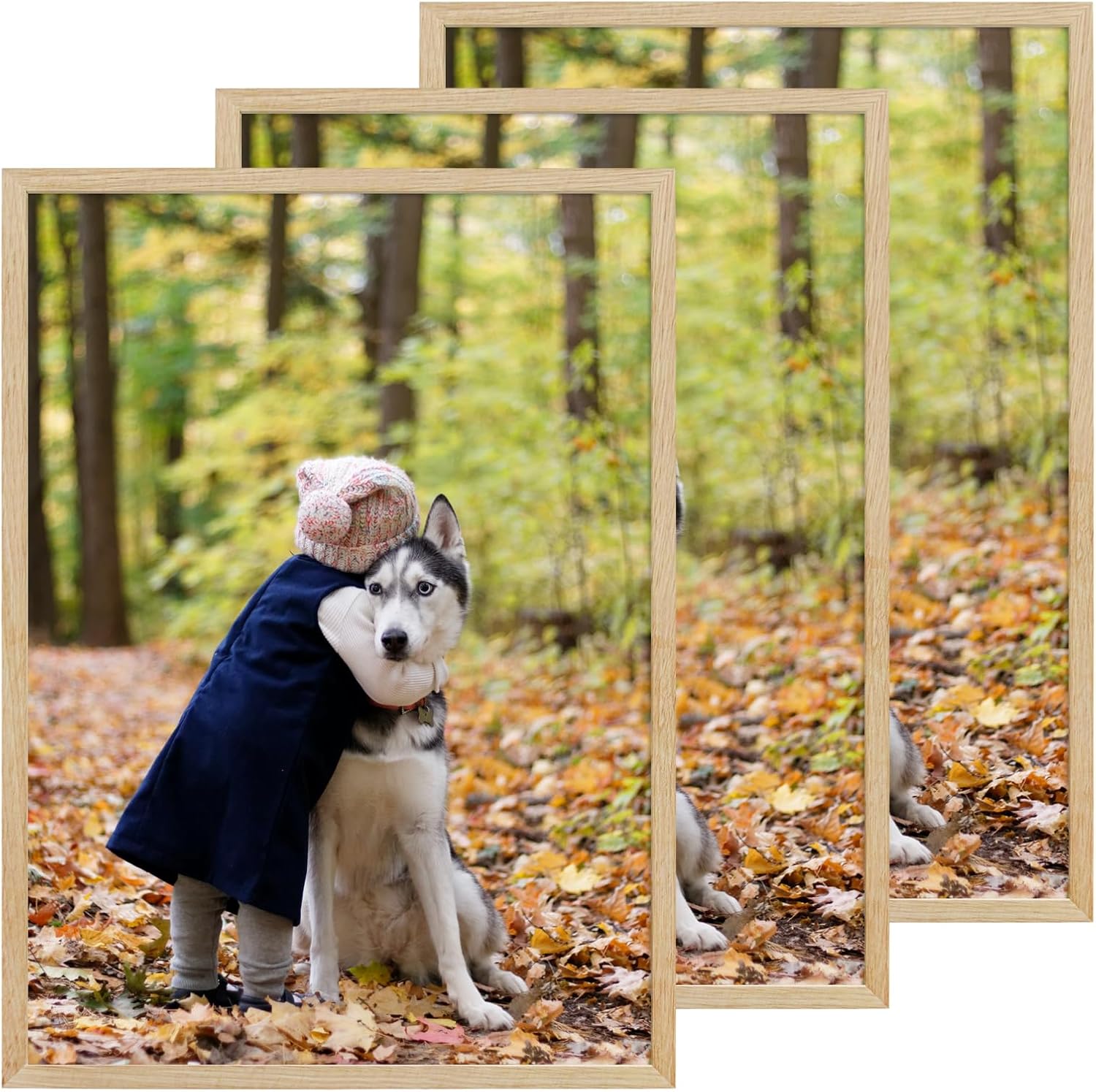 22x28 Inches Poster Frame Beige Picture Frame 28 x 22 Photo Frame 22 by 28 Oak Wood Frame Wall Mounted Frames for Hanging Verticla and Horizontal,3 Pack