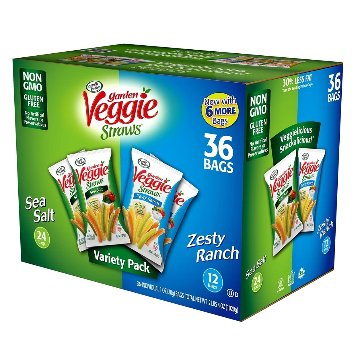 Sensible Portions Garden Veggie Straws 1oz Variety (Pack Of 36)