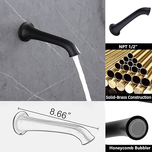 Miniatura 3 de Sistema de ducha con boquilla de bañera, cabezal de lluvia antiguo de 9 pulgadas montado en la pared y rociador de mano de cerámica de latón,