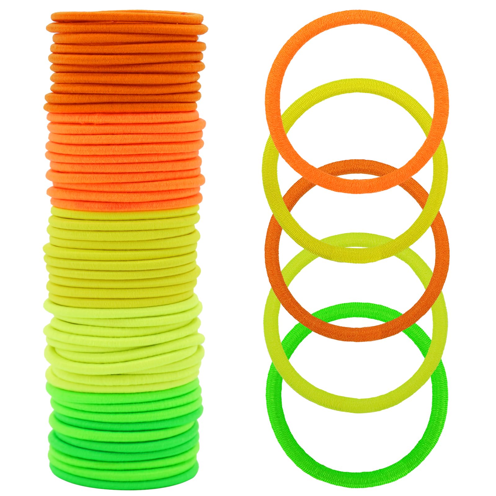 TRUEIN 50pcs Elastic Hair Bands - 4mm, 5 Colors, Strong Elastic Hair Ties for Thick Hair, Easy Grip Ponytail Holders