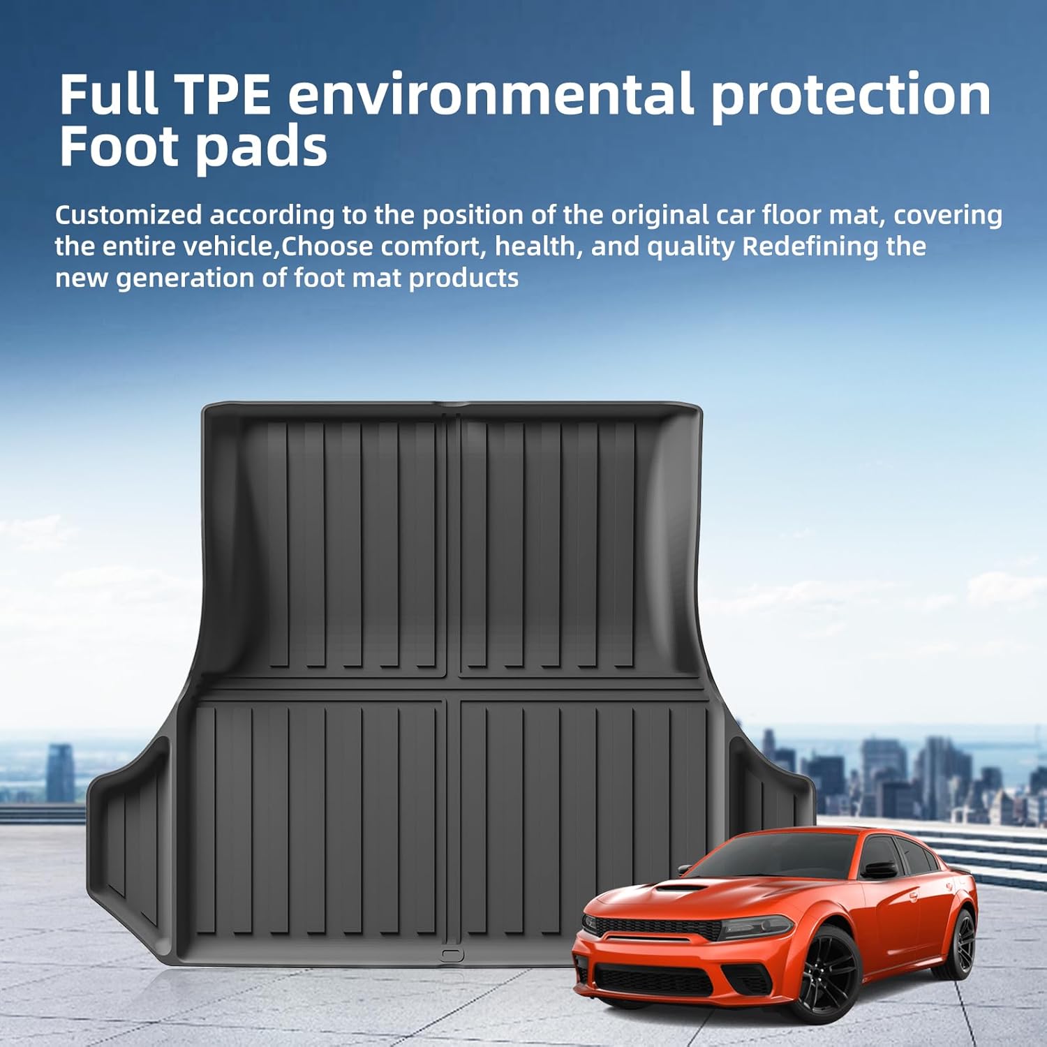 SMABEE Cargo Liner for 2011-2023 Dodge Charger AWD/RWD, TPE All Weather Cargo Mat Truck Mat Accessories Interior Black