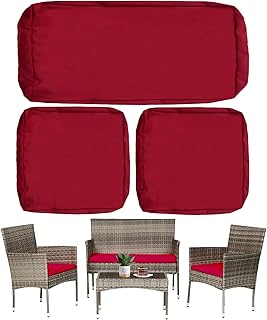 3 Pack Outdoor Cushion Covers Replacement, Waterproof Patio Seat Cushion Cover Fit for 4-Seater