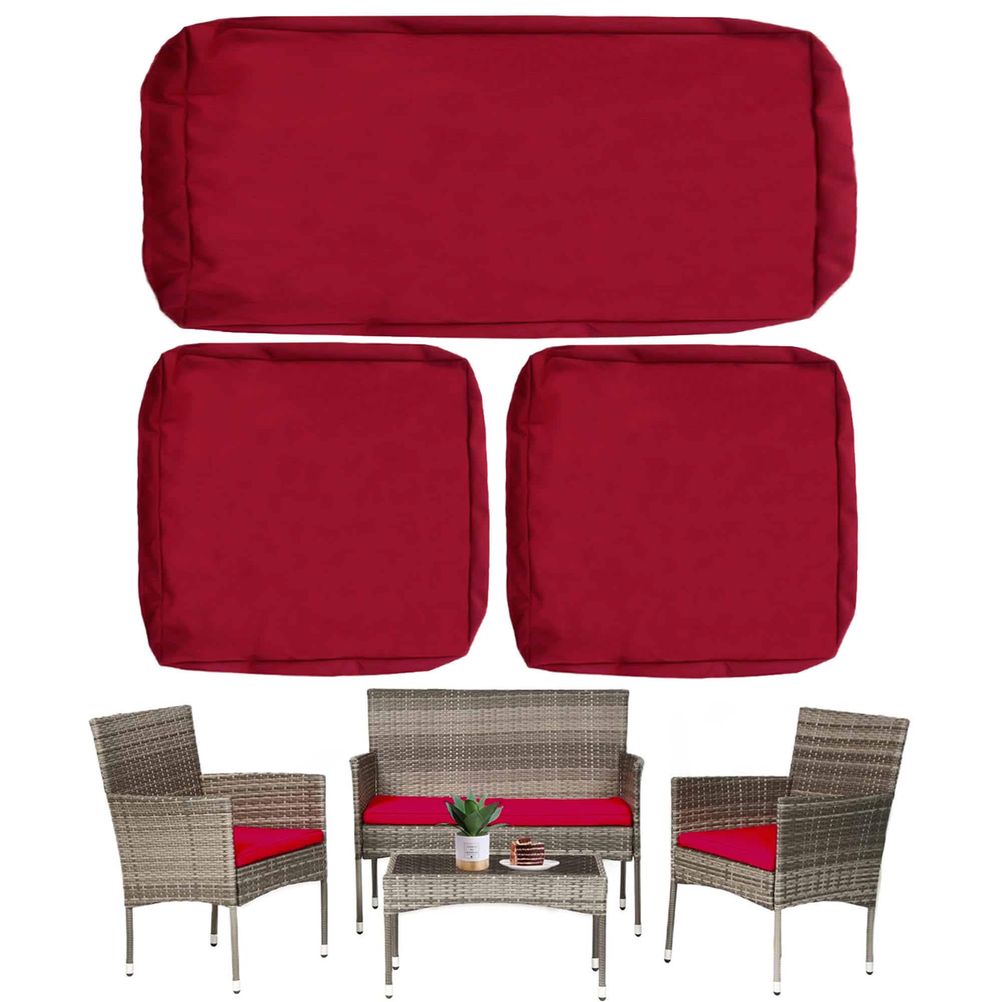 3 Pack Outdoor Cushion Covers Replacement, Waterproof Patio