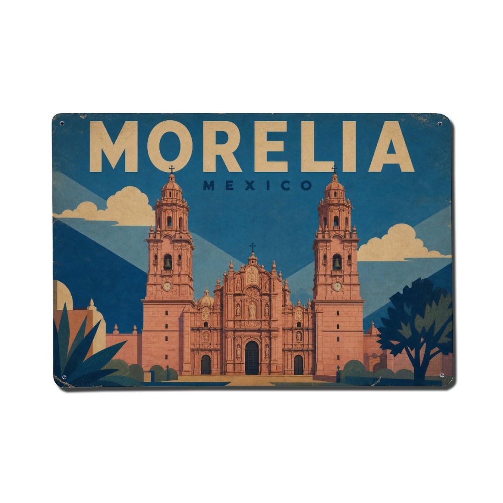 Retro Travel Mexico Morelia Metal Tin Sign