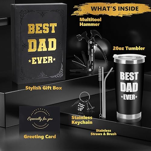 Miniatura 2 de Regalos para el mejor papá de parte de la hija, cesta única de regalos de cumpleaños, día del padre, Navidad, para papá, martillo multiherramienta