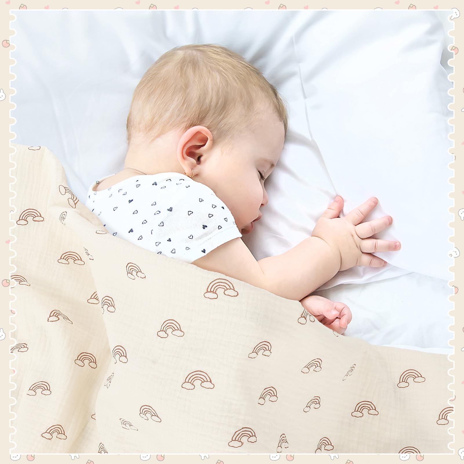 GSrenyu 2 Pack Large Muslin Cloths For Baby 100x100cm Muslin Swaddle Blankets Cotton Swaddle Cloth Baby Essentials For Newborn - Image 3