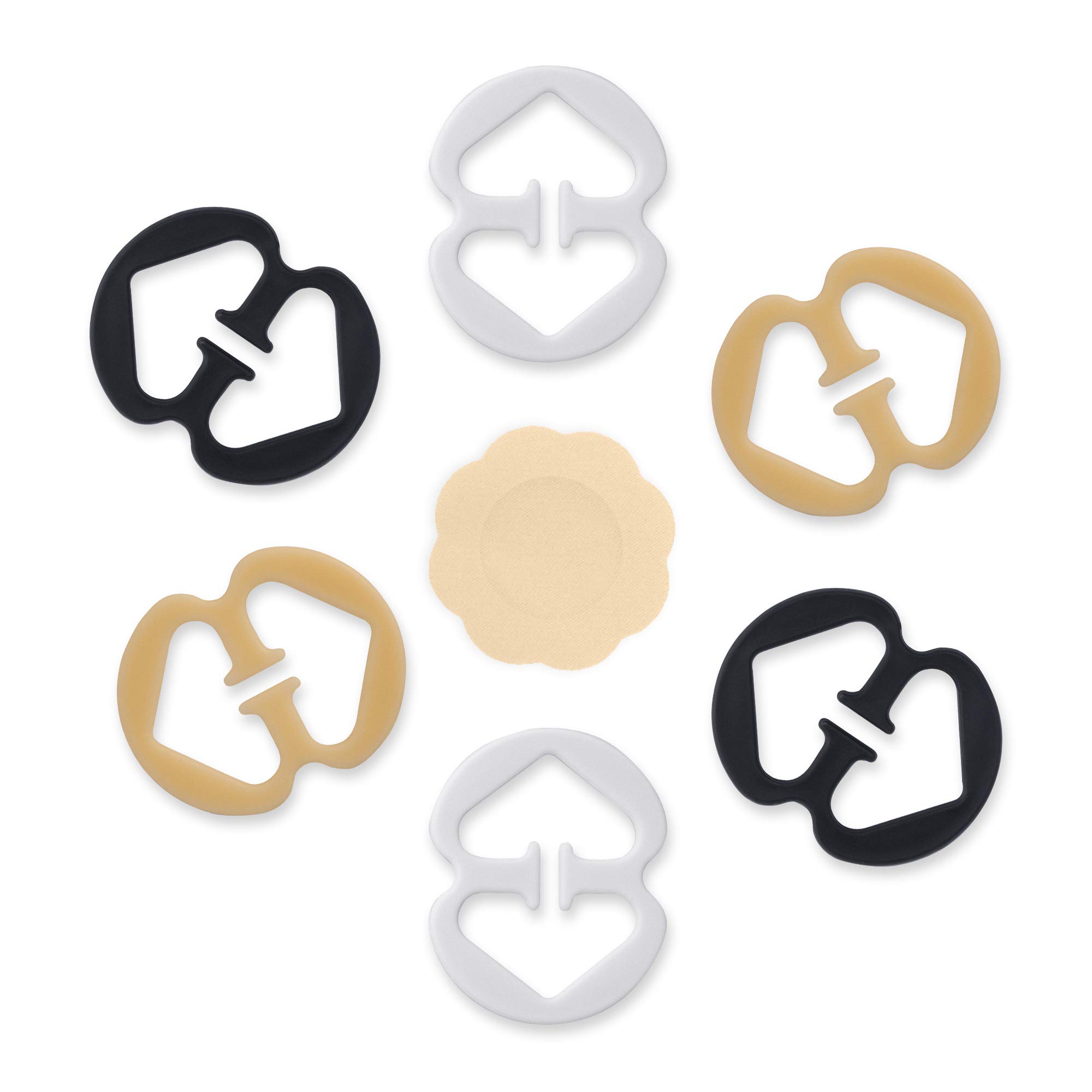FasionatoBra Strap Clips - Non-Slip Holders Racerback Bra Clip - Bra Racer Back Clip with a Pair of Nipple Covers - Top Comfort Bra Strap Clip - Durable Racerback Bra Clip Holders - 6 Pieces