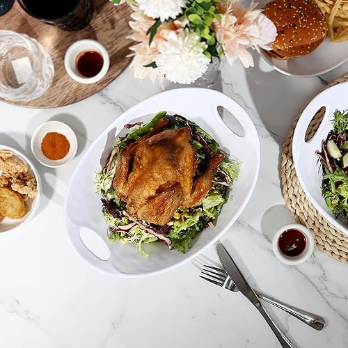 Miniatura 2 de TP Ensaladera grande de melamina de 11 pulgadas con asas, cuenco para mezclar duradero y ligero, cuenco de ensalada irrompible para fiesta, juego de