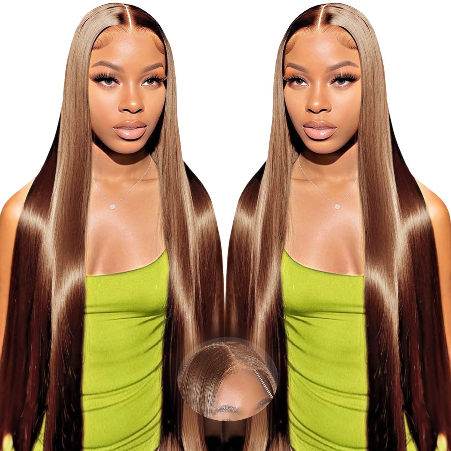 Glueless Wig Human Hair Chocolate Brown 5x6 Pre Cut Lace Wig Human Hair For Black Women, Perruque Femme Naturelle Brésilien Perruque Cheveux Humain Sans Colle Marron Chocolat Straight Wig 18 Pouces