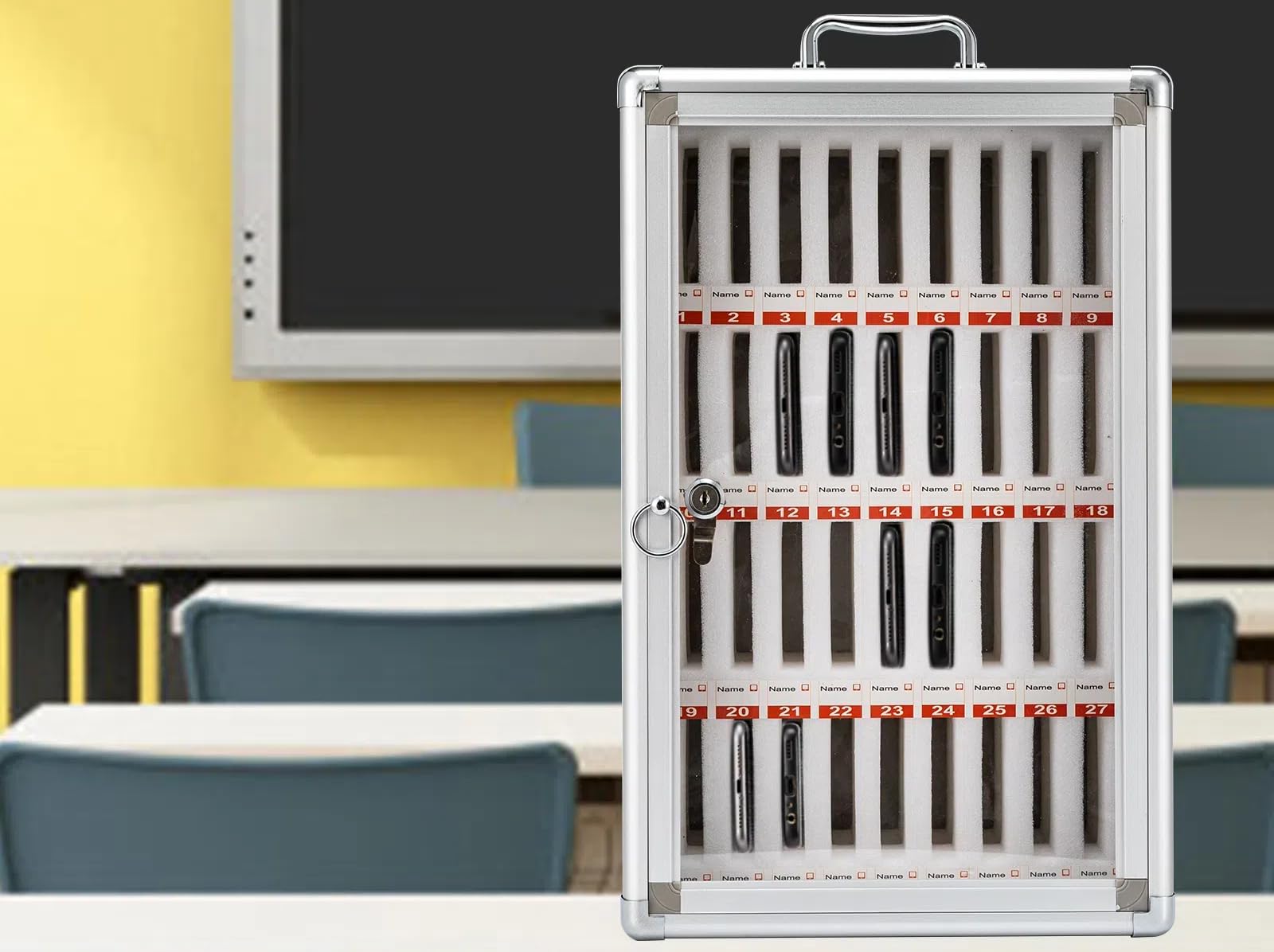 LLYANZZ 12/24 /36/48/60 Slots Stainless Steel Cell Phone Locker Box,Lockable Military School Classrooms Put Mobile Phone Management Storage Cabinets On The Wall (Color :, Size : 36