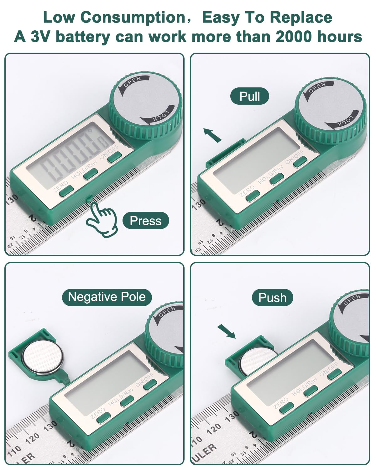 Goniometro Digitale Con Display LCD - Righello Angolare 360 Gradi Per Falegnameria - Foto 3