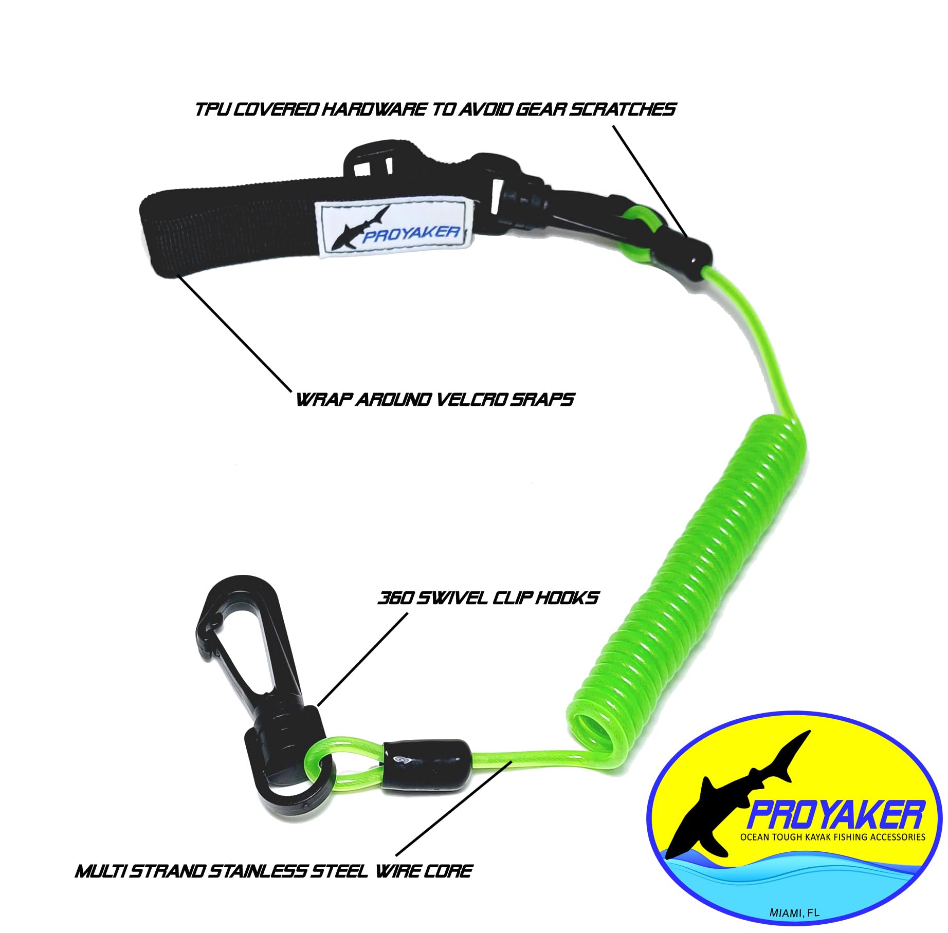 Fishing Gear Retention PROYAKER Fishing Rod Leashes - Heavy Duty Kayak  Tethers For Rods & Tackle PROYAKER Kayak Tether Heavy Duty Gear Lanyards