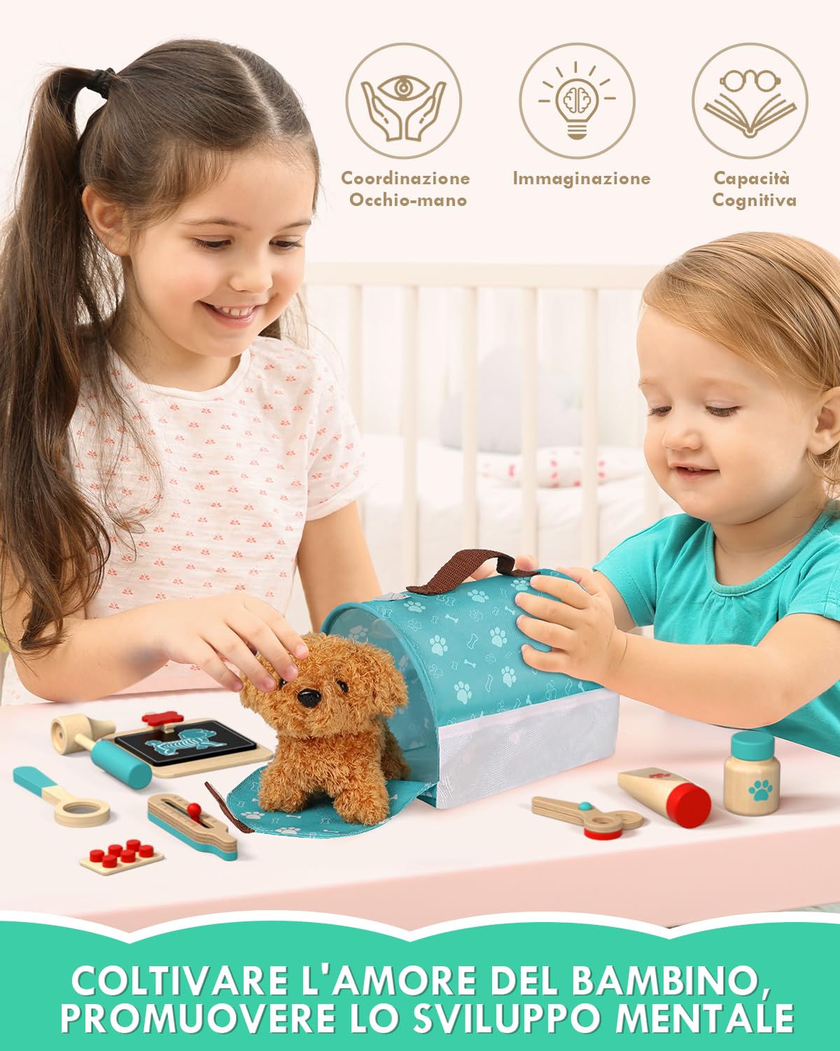 STAY GENT Peluche Robot Cane Giocattolo Kit Valigetta Dottore Bambina 12Pezzi Veterinario Gioco Cagnolino Che Abbaia