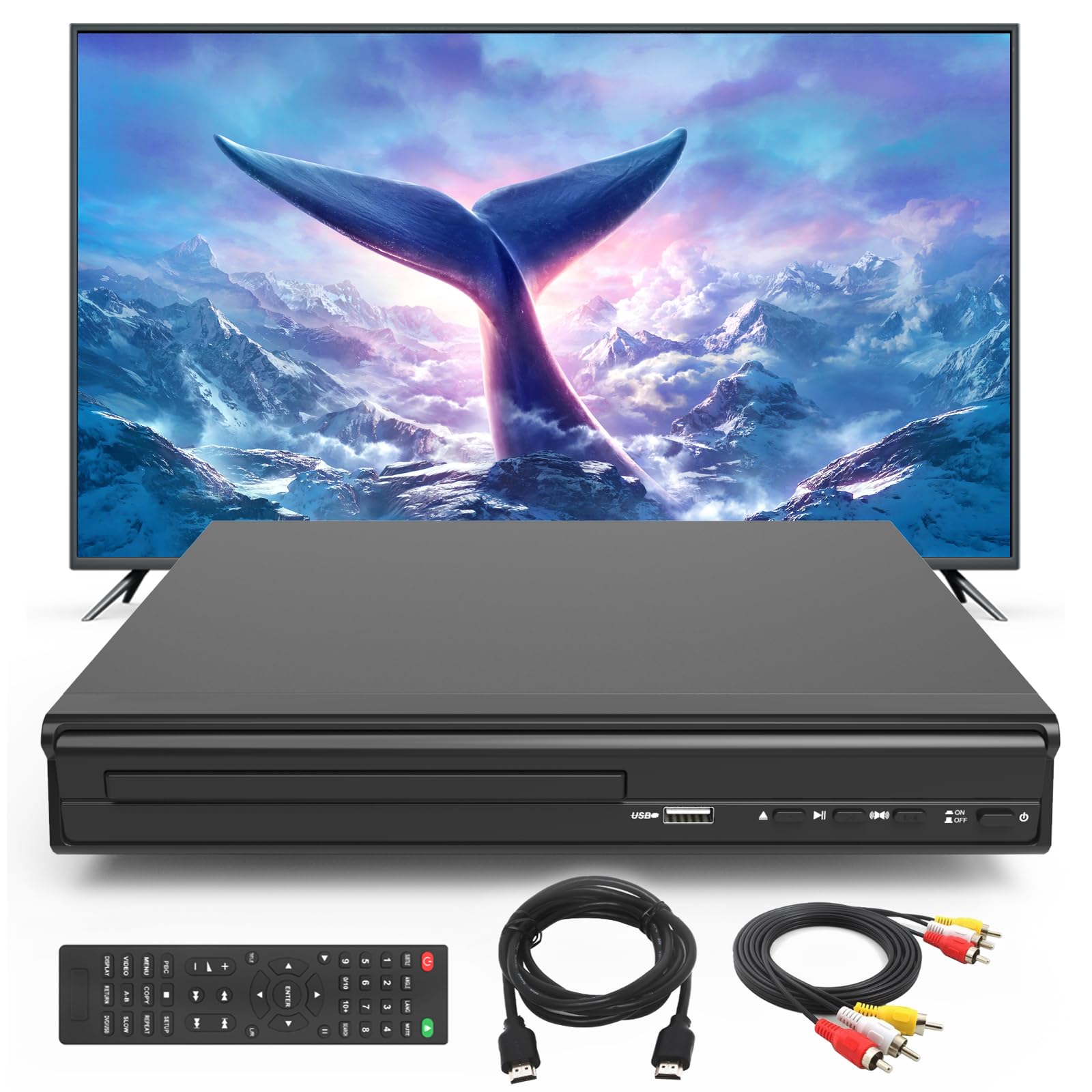 All Region Free CD DVD Players,DVD Players for TV,HDMI AV Output, Supports USB Input & Mic's, Package Includes RCA/HDMI Cables and Remote Control