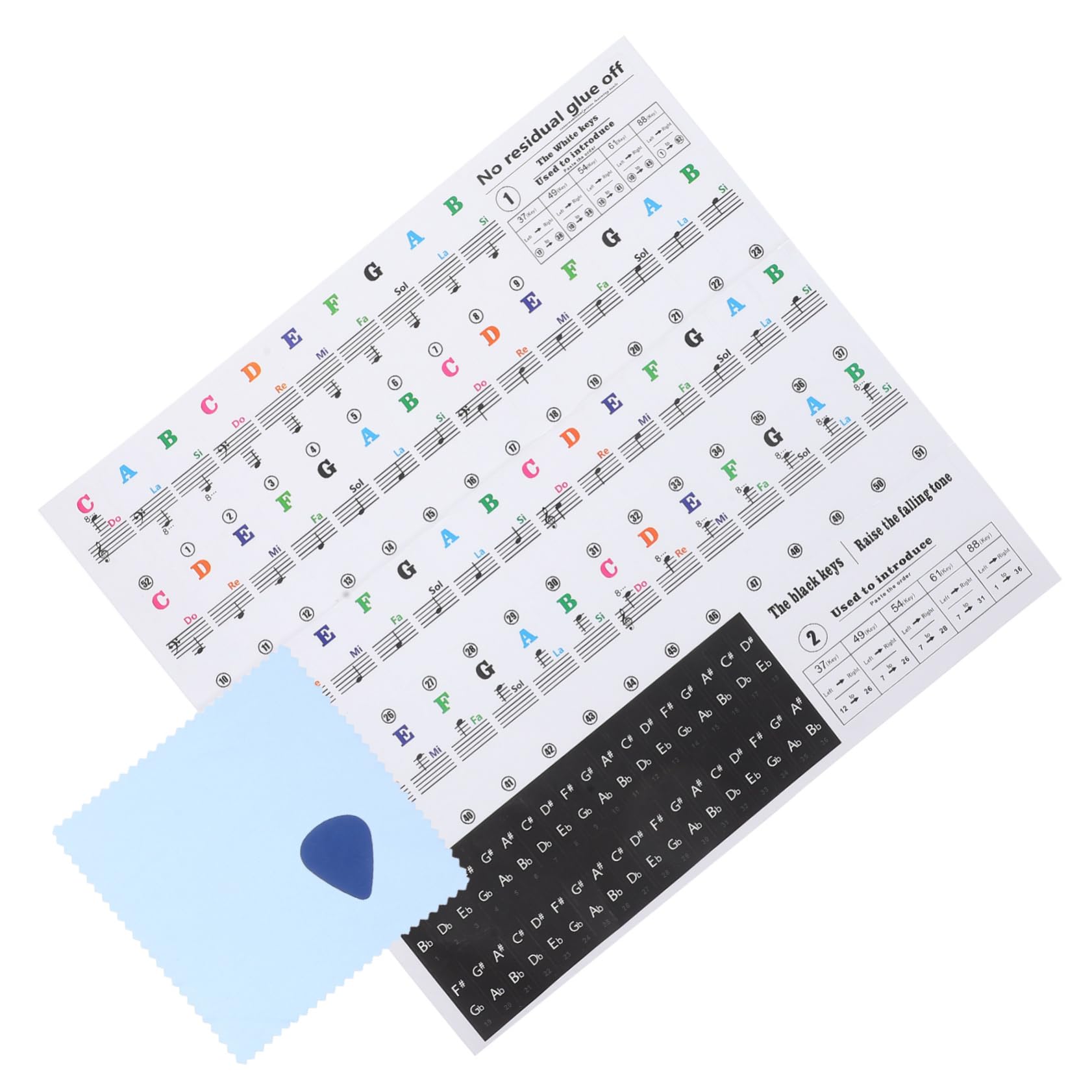 HEMOTON Piano Keyboard Sticker Set 88 Keys Music Notes Stickers for Beginners Removable Piano Key Labels for Boys and Girls