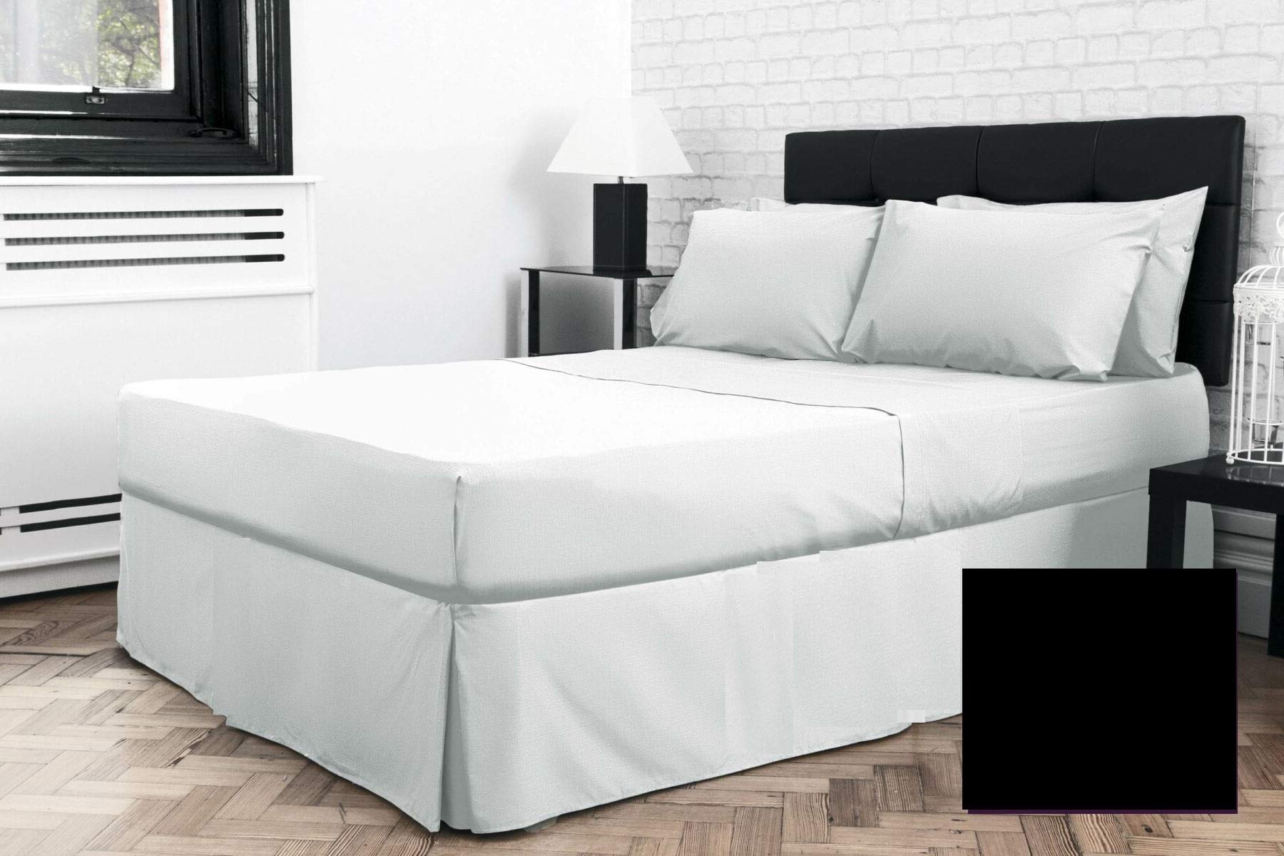 Bedtime Comforts Ltd Black Small Single Bed 2'6" X 6'3" (30" X 75") Pleated Base Platform Valance Sheet (Under Mattress) (Black)