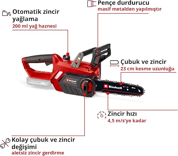 Einhell Akülü Ağaç Kesme Testeresi GE-LC 18/25 Li-Solo 4501761