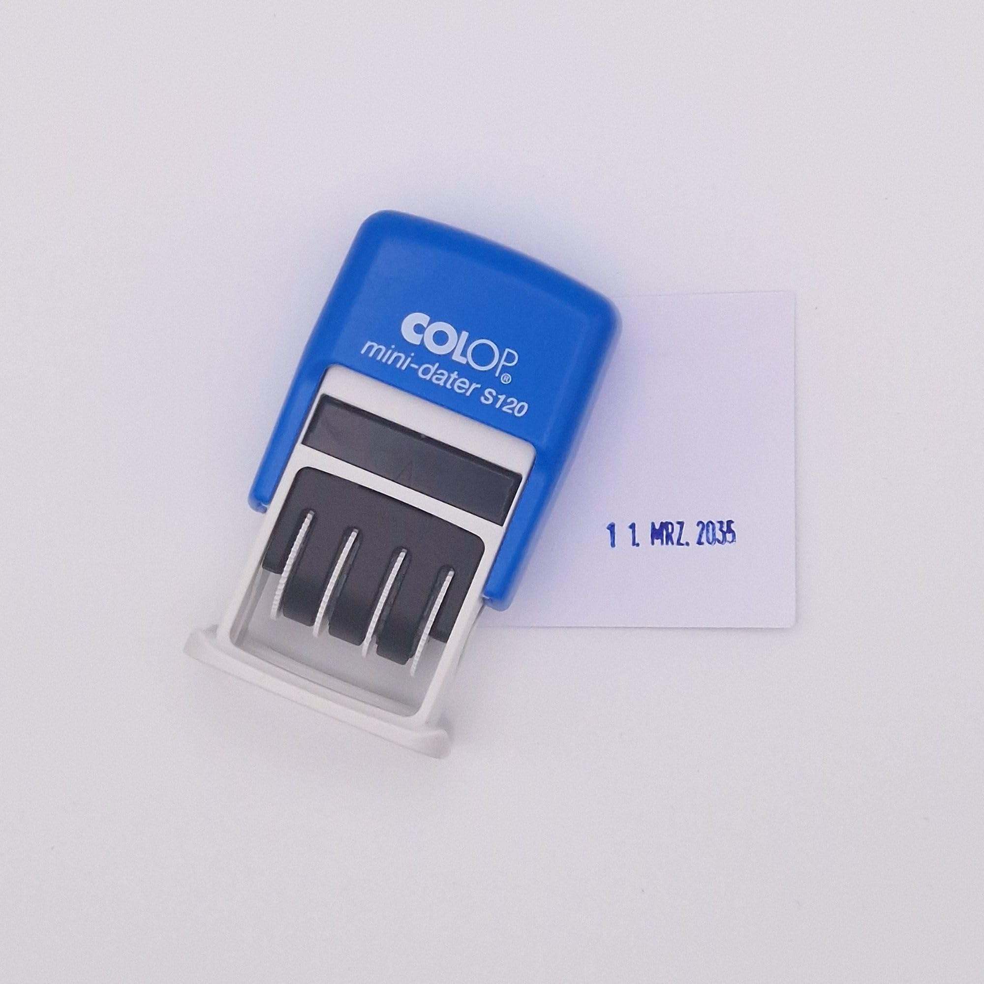 COLOP Mini Dateur S 120 – Format Allemand, Encre Bleue, Ultra Compact Et Pratique