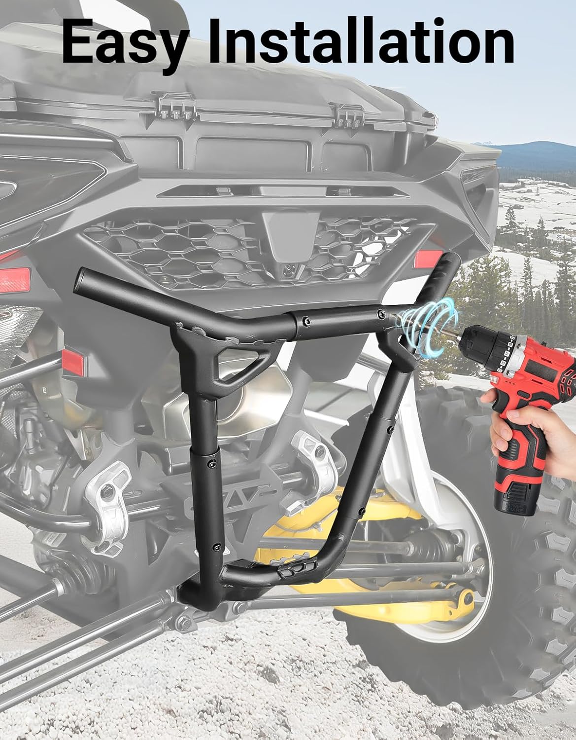 Rear Bumper for Can-Am Maverick R,Combined Black Rear Brush Guard Protector UTV Full Coverage Bumper Heavy Duty Rear Bumper for Can Am Maverick R MAX X RS 2024+ Accessories,Replace #715007172