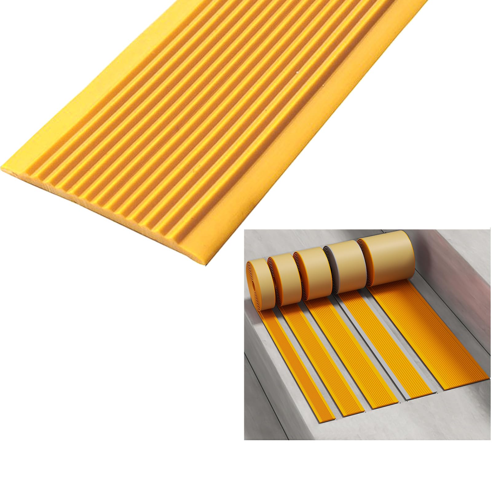 Strisce antiscivolo per scale, 8 m, autoadesive, in gomma PVC, antiscivolo, per interni ed esterni, larghezza 6 cm, protezione dei bordi per la sicurezza