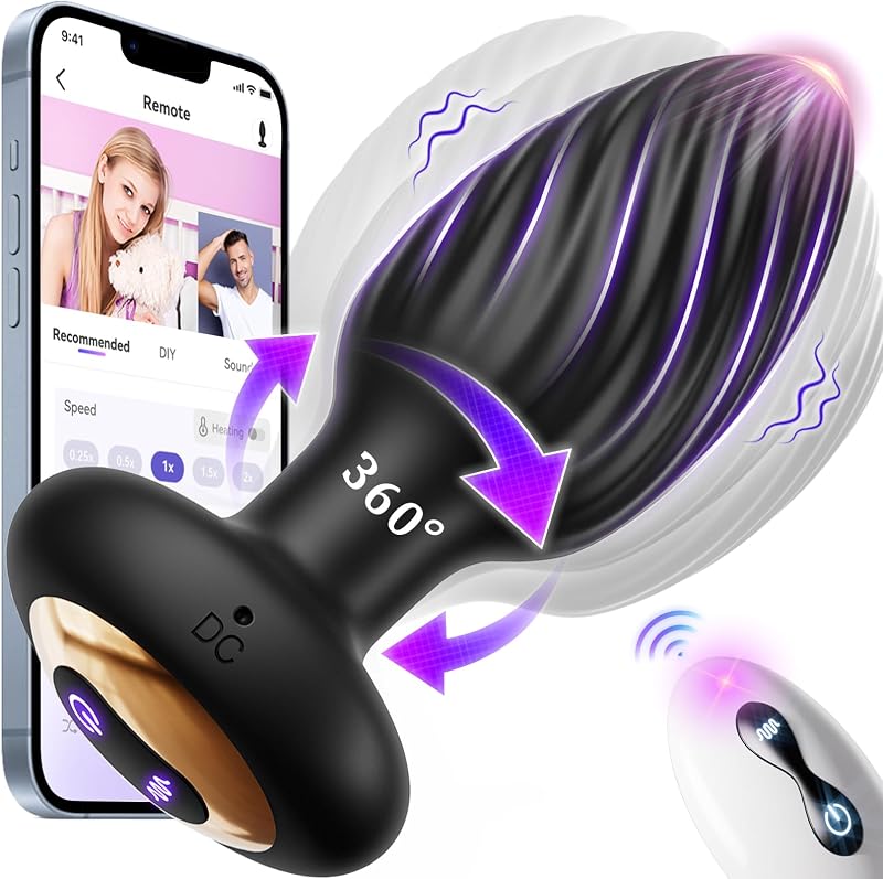 360° Rotation Adult Sex Toys for Men Prostate Massager - Swirl Surround Stimulate Prostate Point APP Remote Control, Adult Toys Anal Plug Vibrating Butt Plug with 9 Vibrating, Anal Toys S&M Paddles