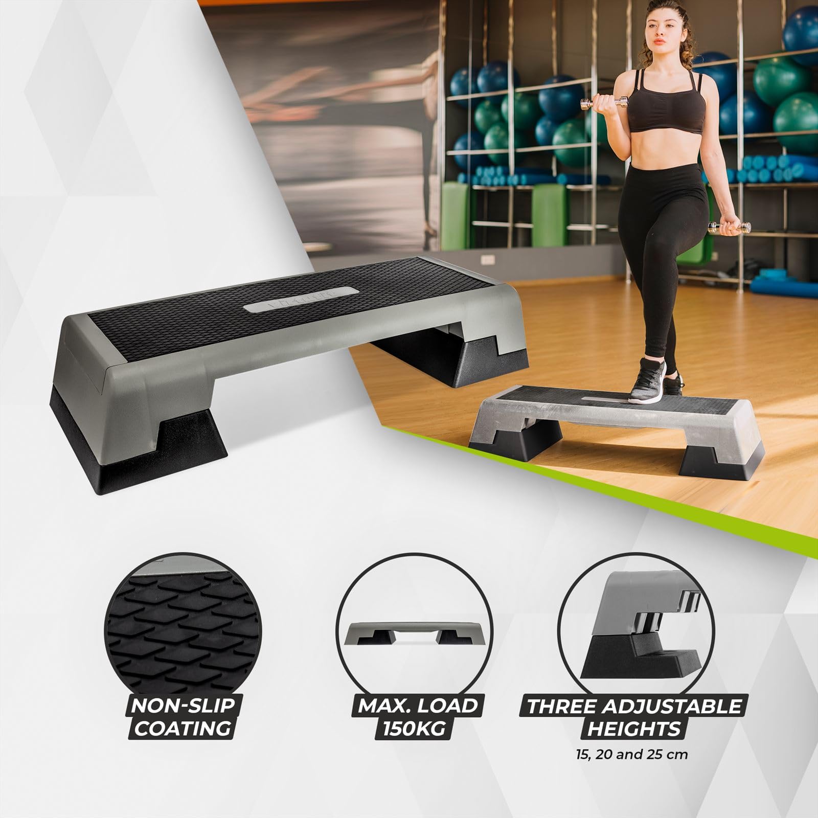 VirtuFit Step/stepper d'aérobic professionnel réglable – Appareil d'entraînement – Stepper pour la maison