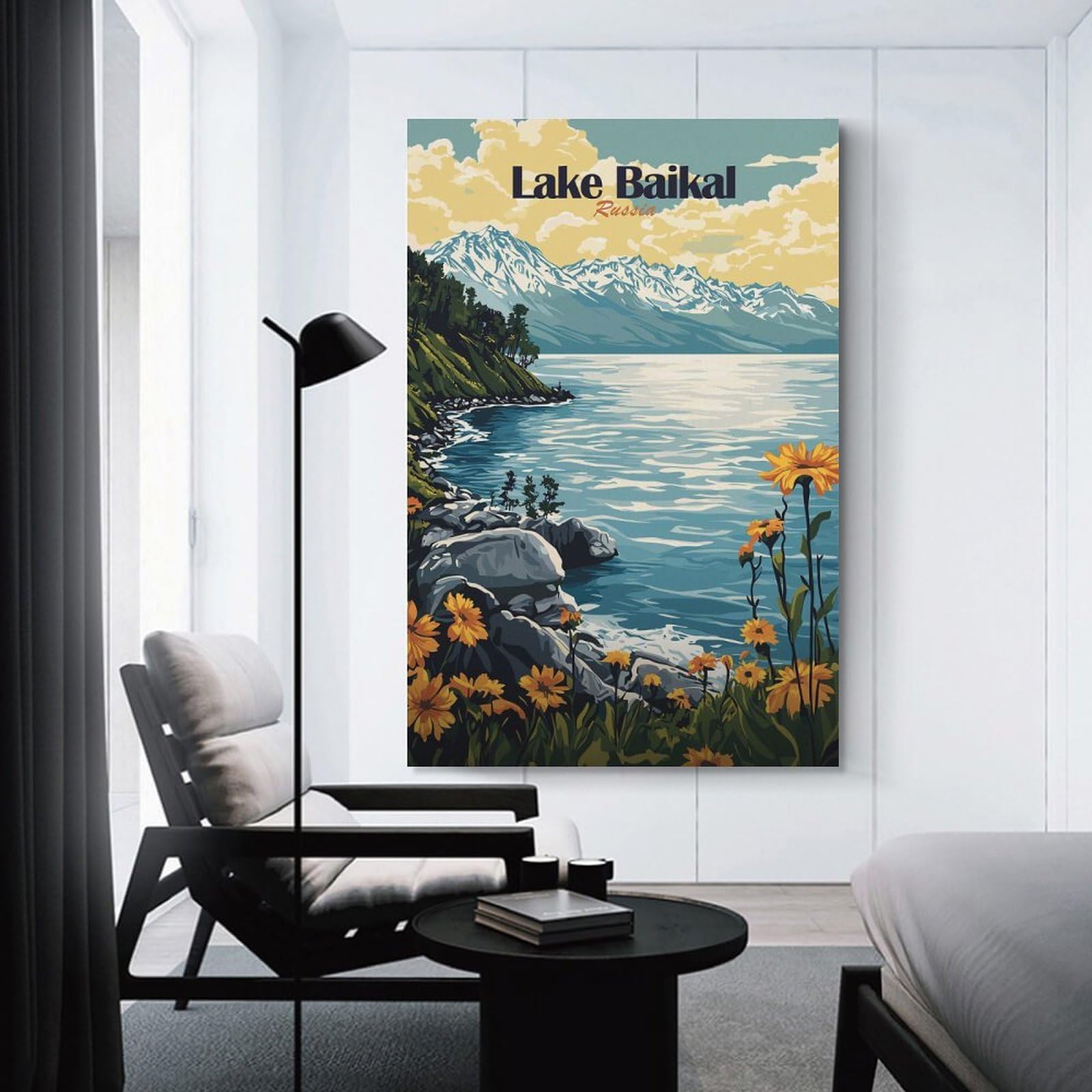 Junmoney Wall Art Print Lake Baikal Landscape, 24x36inch(60x90cm), for Bedroom Decor, Cosy Corners Or Studios, Decorative Wall Art for Cosy Rooms