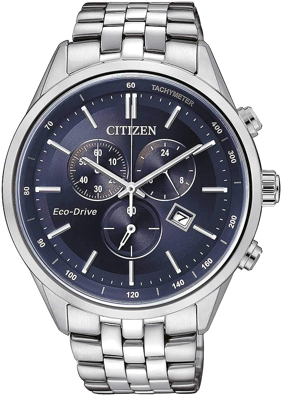 Men's Chronograph Eco-Drive Watch with a Stainless Steel Band