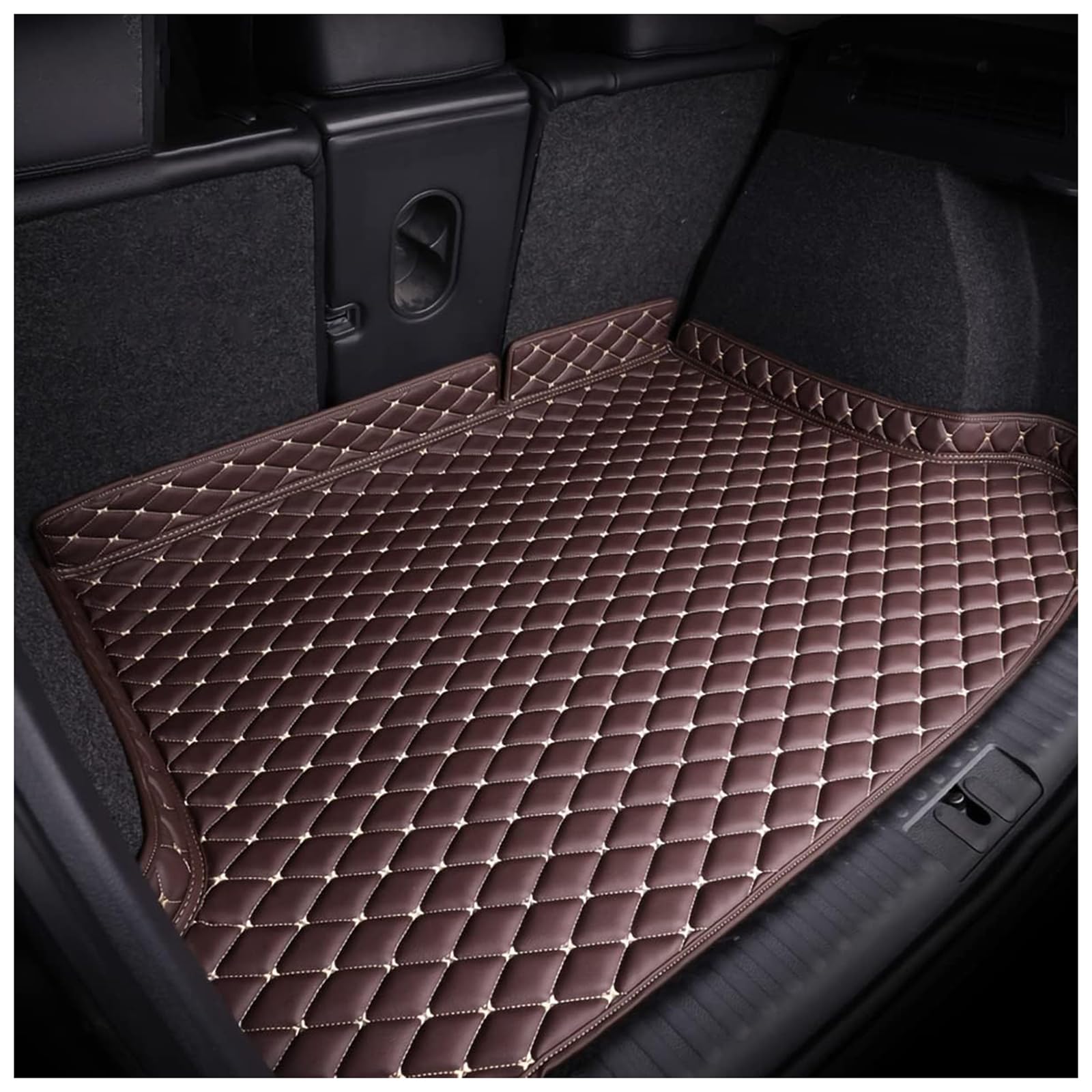 Car Cargo Mat Car Boot Liner for VW Touareg 2011-2016 2017 2018 (Without Partition on The Left Side), Custom Anti-Slip Leather Car Boot Mat, Rear Trunk Mat Protector, Interior Accessories