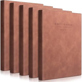 SATINIOR 5-Pack A4 Lined Leather Notebooks 360 Pages Thick Eye-Friendly Paper Journals 8.5x11 Brown for Office School Business
