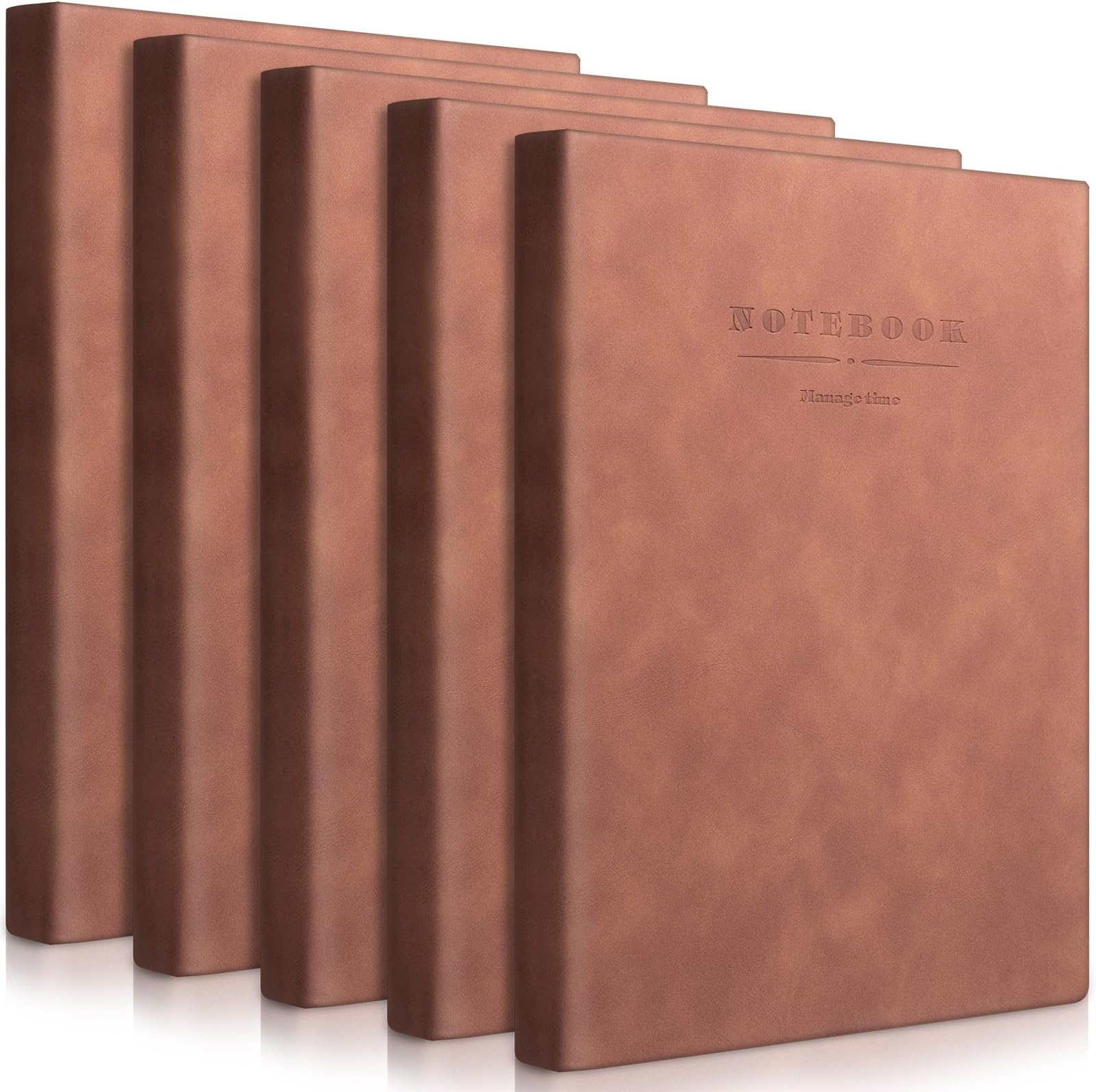 5 Pack A4 Notebooks Large Journal 360 Pages Leather Softcover Hardcover Notebooks Thick Paper Lined Note Writing Notepad for Travel Office School Business, 8.5'' x 11''(Brown)