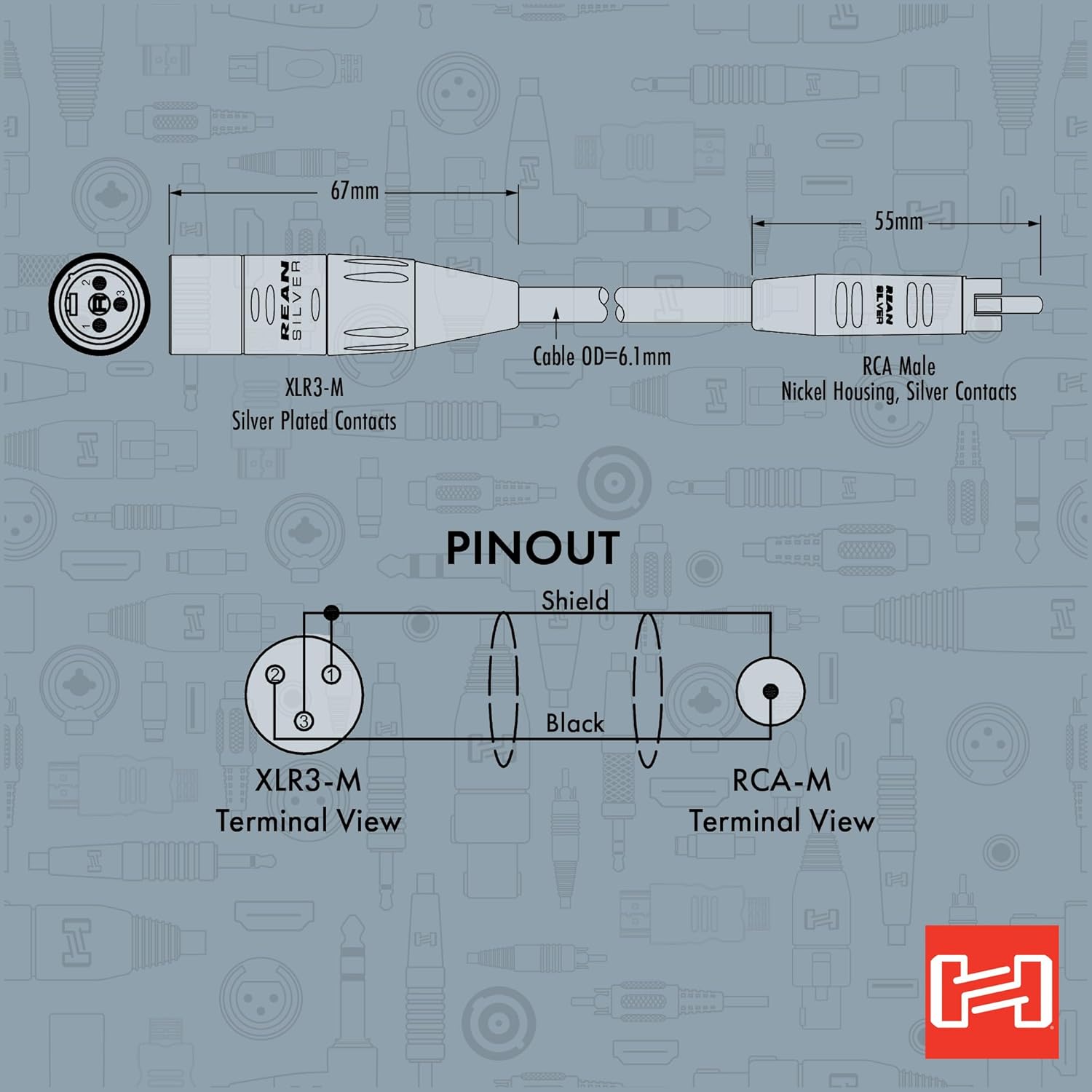 Hosa HRX-005 Pro Unbalanced Interconnect, REAN RCA to XLR3M, 5 Feet - Image 5
